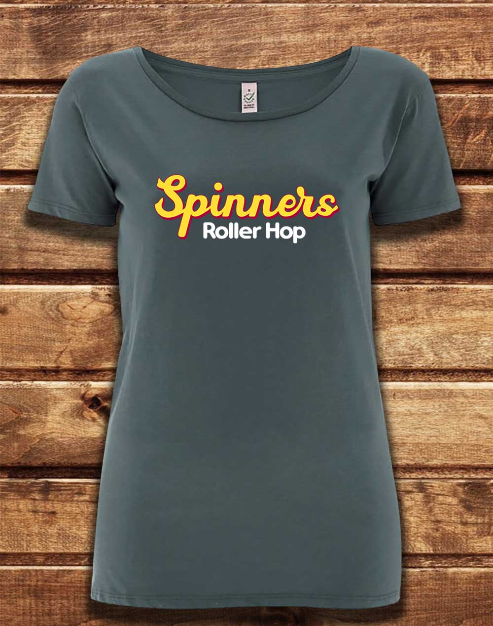 Light Charcoal - DELUXE Spinners Roller Hop Organic Scoop Neck T-Shirt