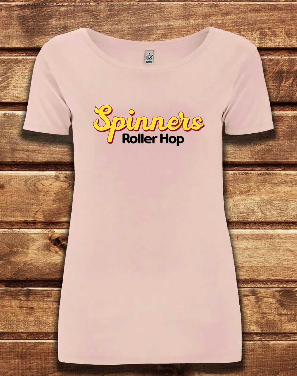 Light Pink - DELUXE Spinners Roller Hop Organic Scoop Neck T-Shirt