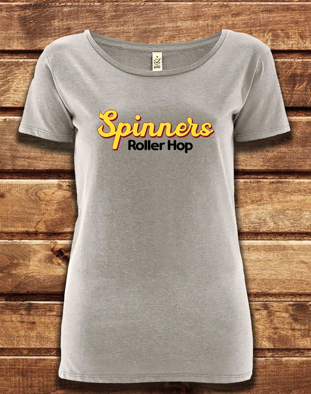 Melange Grey - DELUXE Spinners Roller Hop Organic Scoop Neck T-Shirt