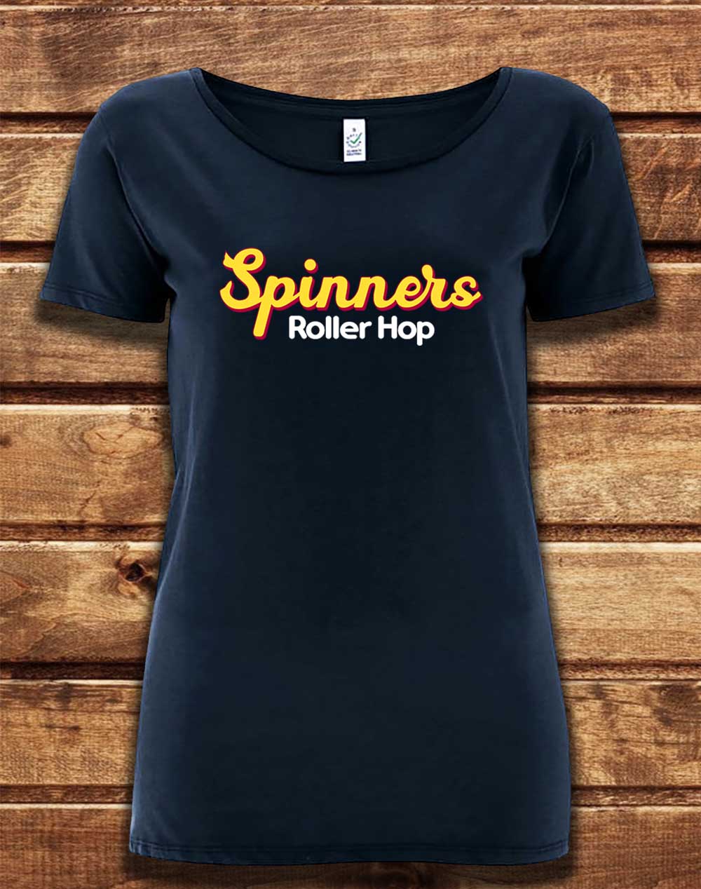 Navy - DELUXE Spinners Roller Hop Organic Scoop Neck T-Shirt