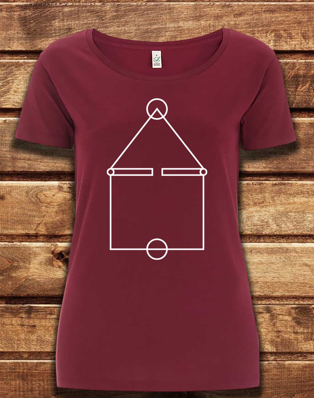 Burgundy - DELUXE Squid Court Lines Organic Scoop Neck T-Shirt