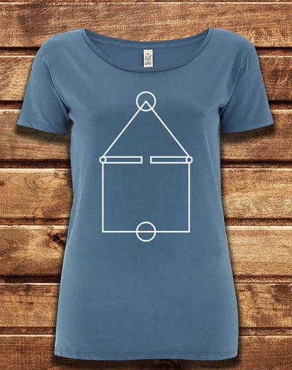 Faded Denim - DELUXE Squid Court Lines Organic Scoop Neck T-Shirt