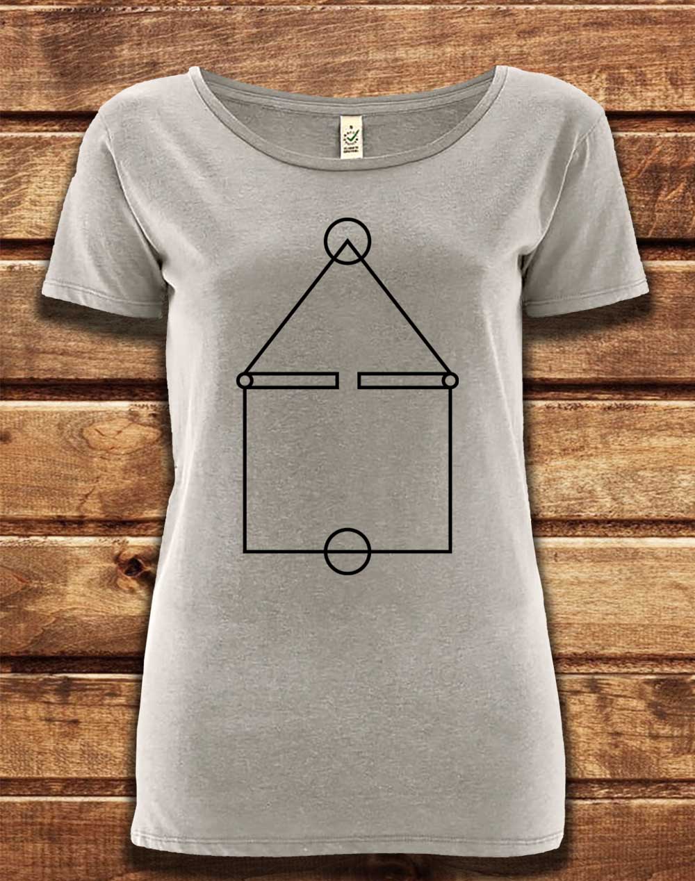 Melange Grey - DELUXE Squid Court Lines Organic Scoop Neck T-Shirt