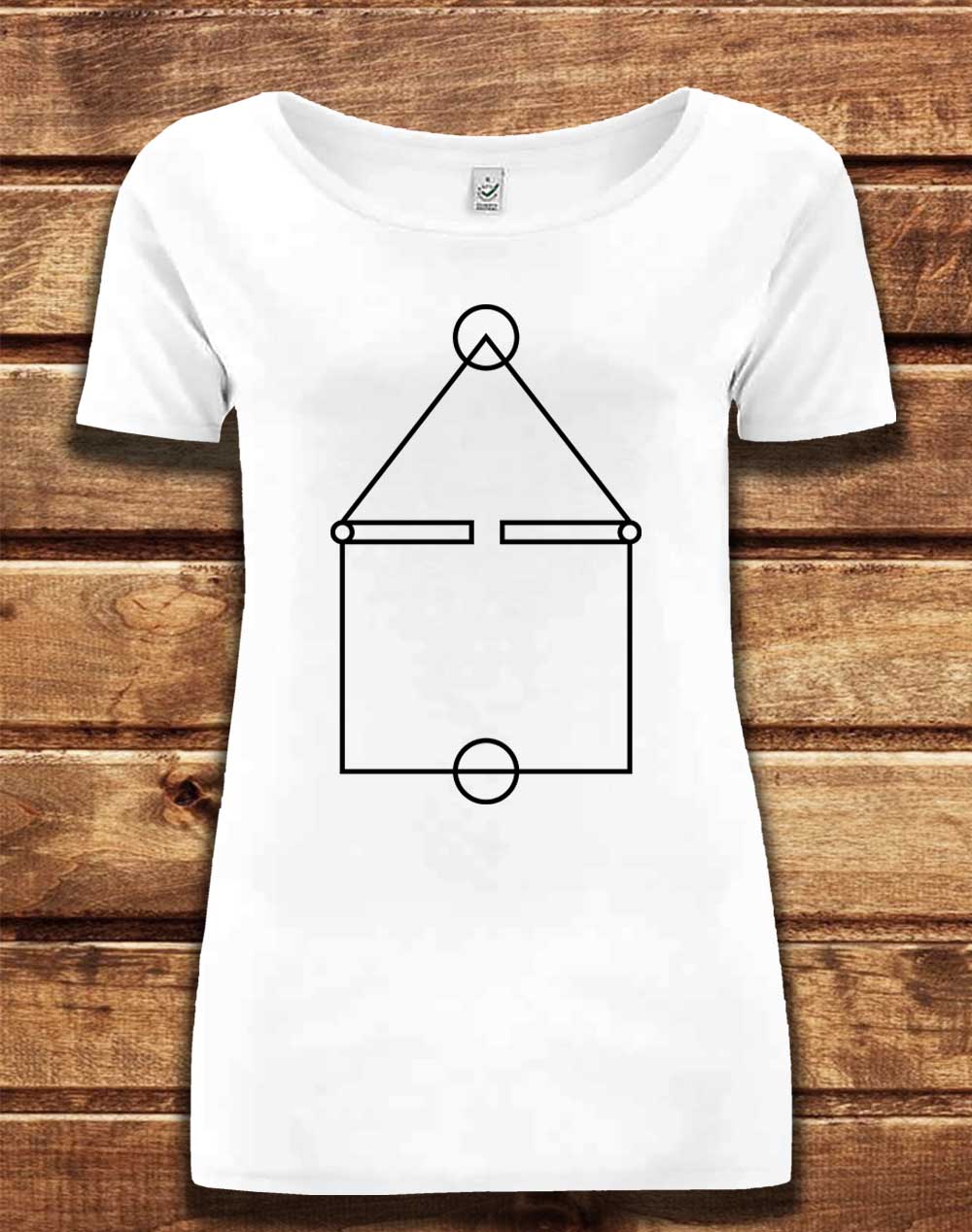 White - DELUXE Squid Court Lines Organic Scoop Neck T-Shirt
