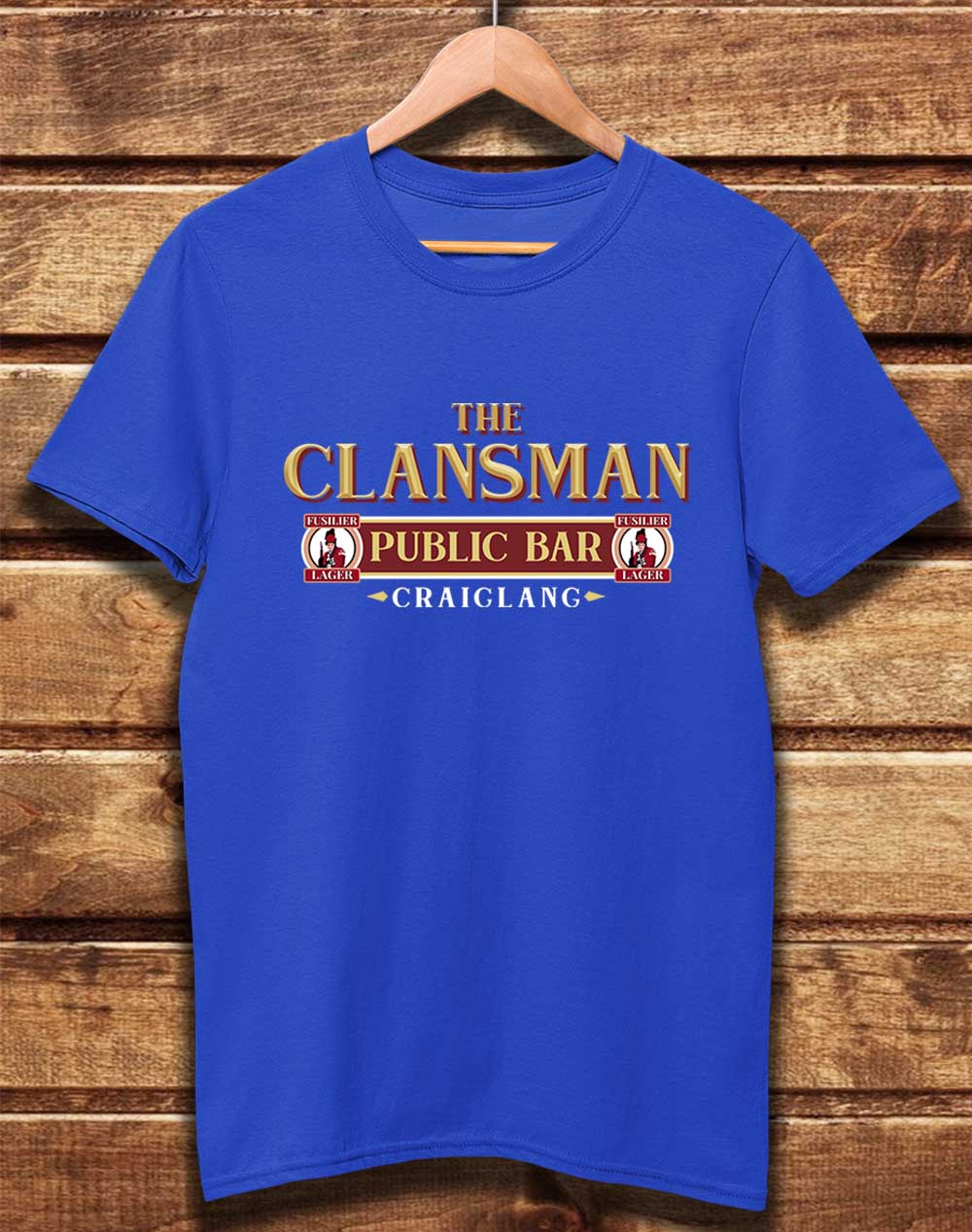 Bright Blue - DELUXE The Clansman Pub Logo Organic Cotton T-Shirt