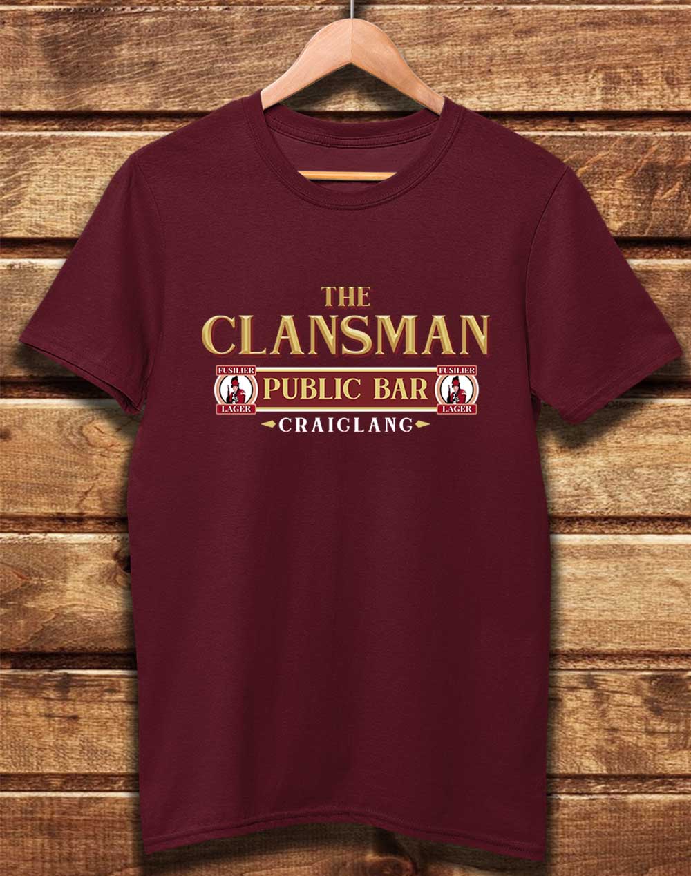 Burgundy - DELUXE The Clansman Pub Logo Organic Cotton T-Shirt