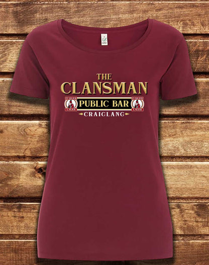 Burgundy - DELUXE The Clansman Pub Logo Organic Scoop Neck T-Shirt