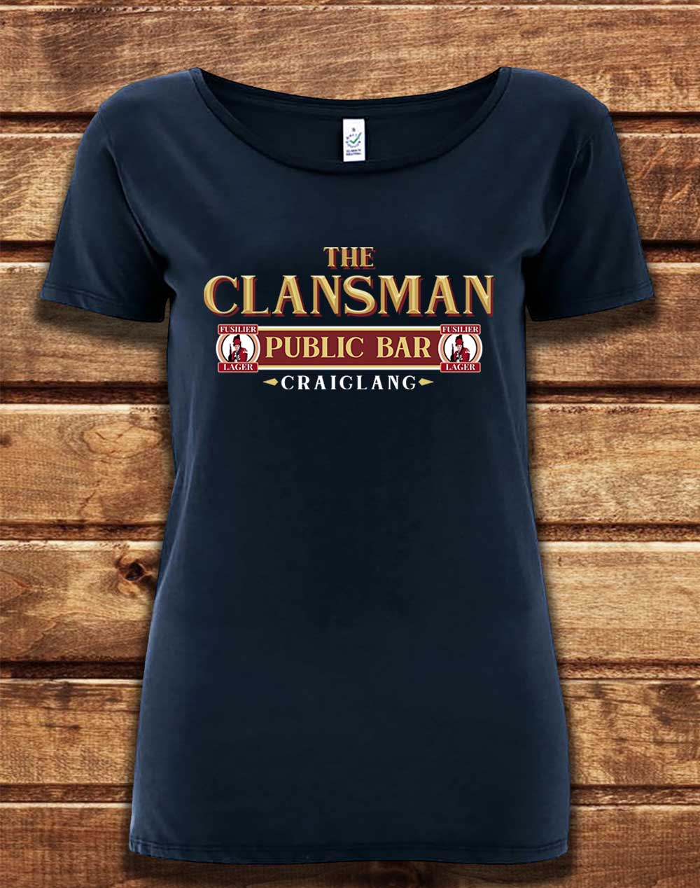 Navy - DELUXE The Clansman Pub Logo Organic Scoop Neck T-Shirt