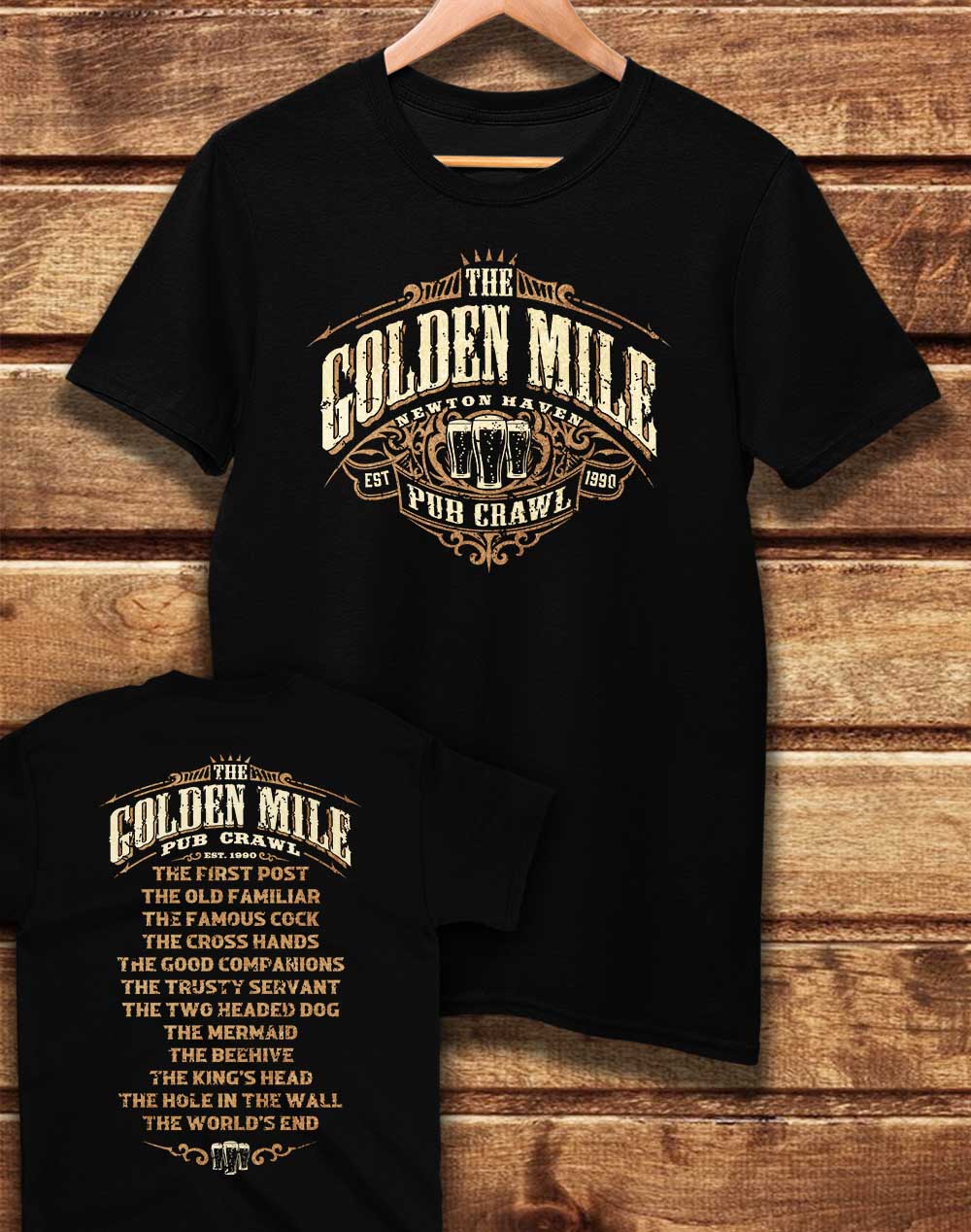 Black - DELUXE The Golden Mile Pub Crawl Organic Cotton T-Shirt
