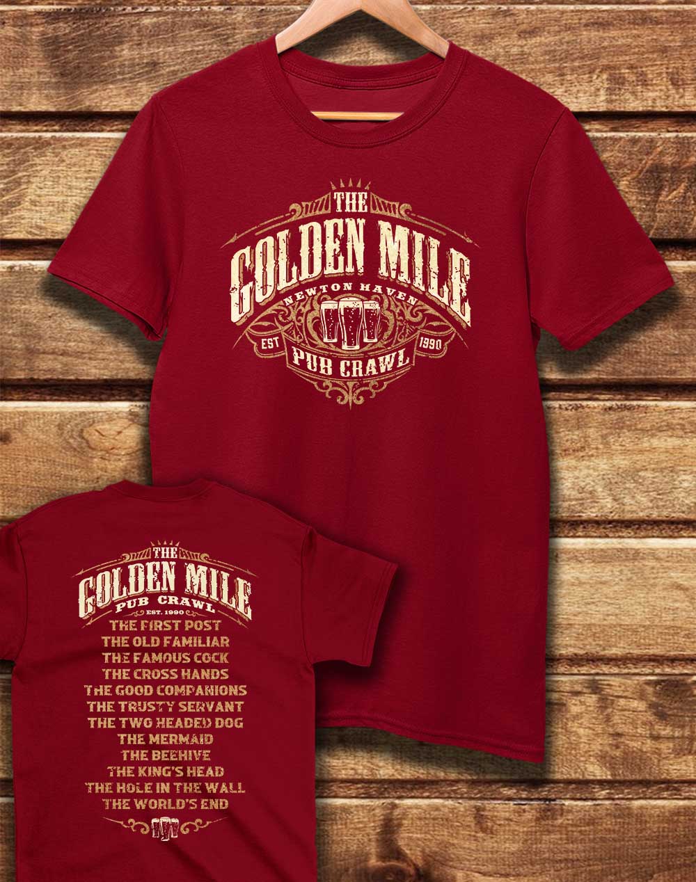 Dark Red - DELUXE The Golden Mile Pub Crawl Organic Cotton T-Shirt