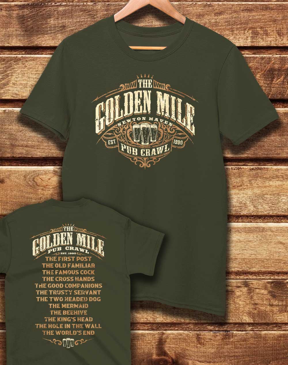 Moss Green - DELUXE The Golden Mile Pub Crawl Organic Cotton T-Shirt