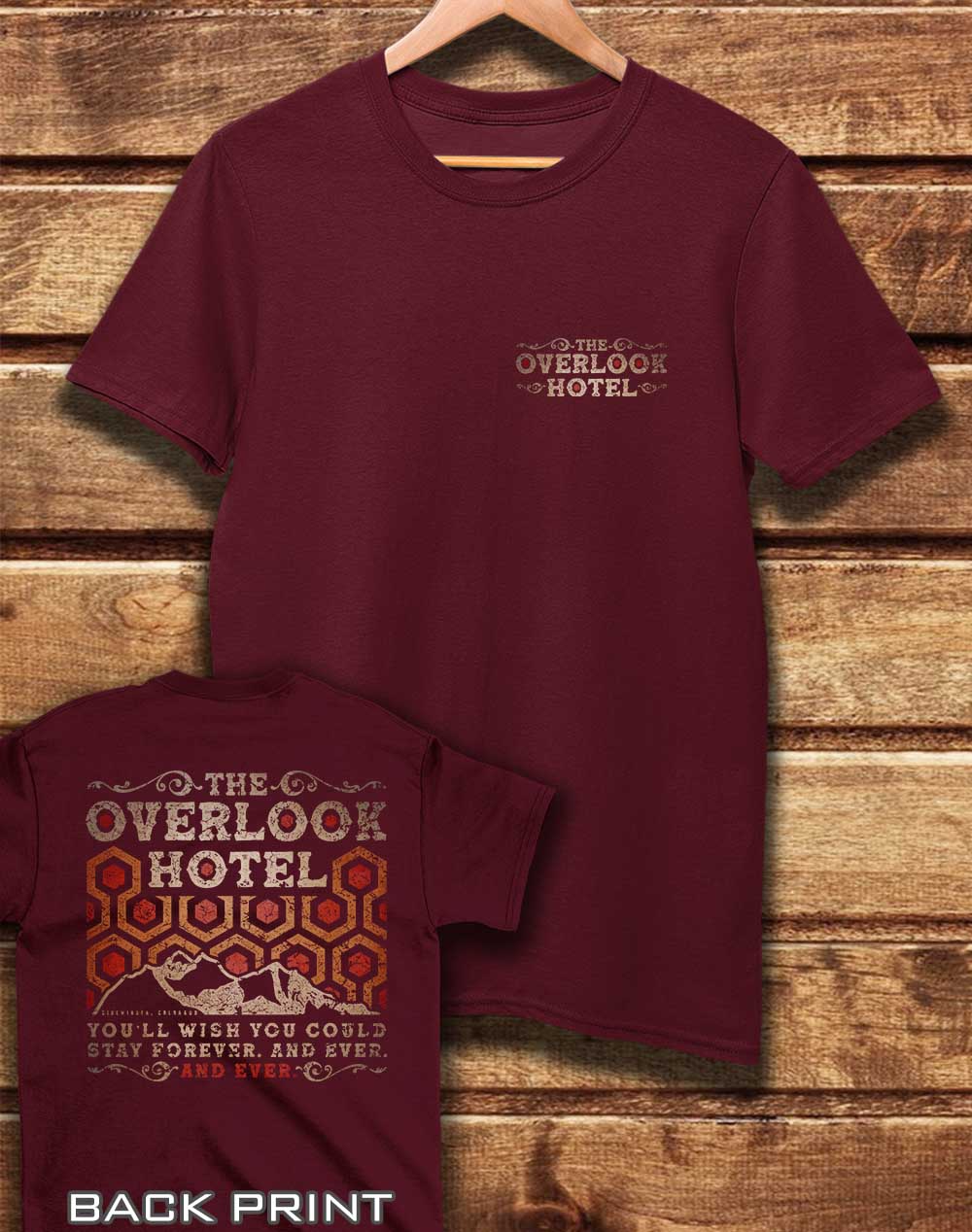 Burgundy - DELUXE The Overlook Hotel with Back Print Organic Cotton T-Shirt