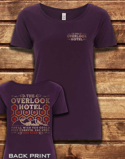 Eggplant - DELUXE The Overlook Hotel with Back Print Organic Scoop Neck T-Shirt