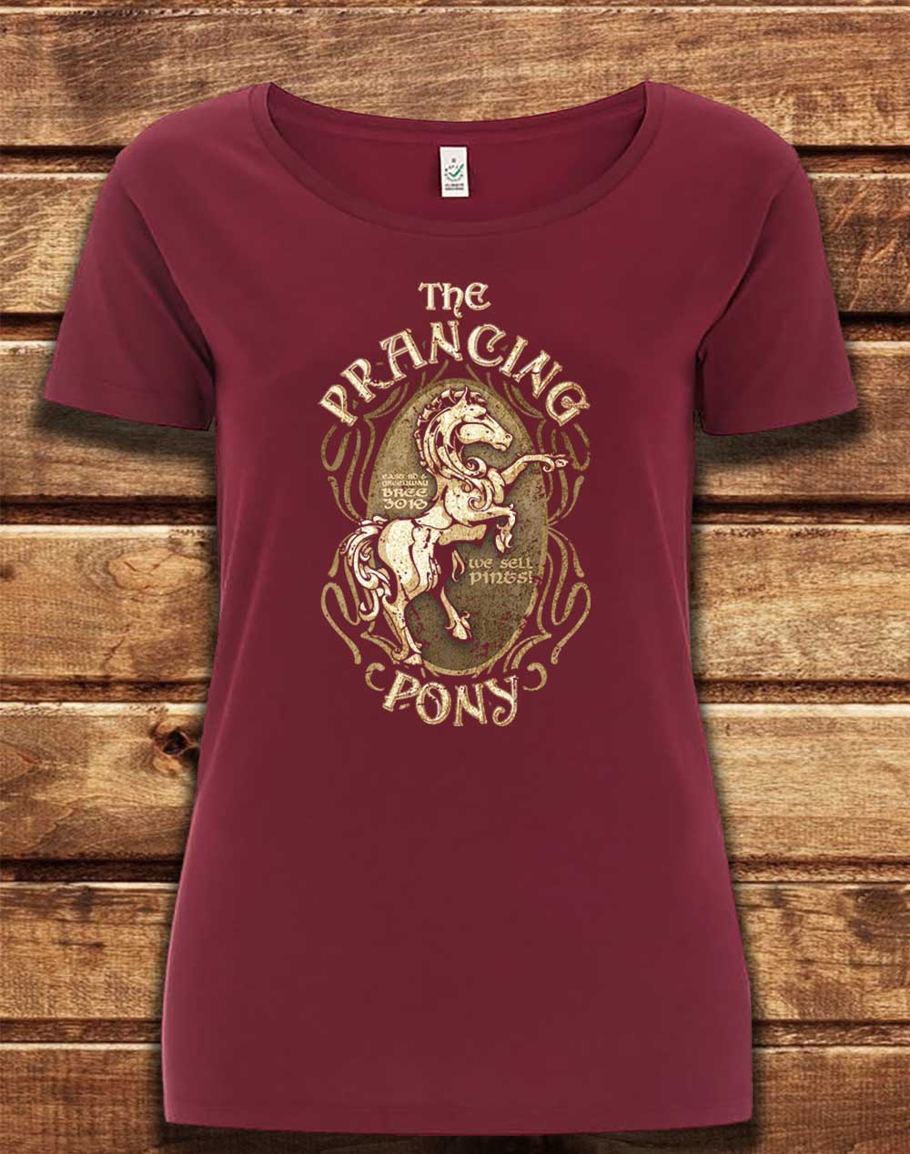 Burgundy - DELUXE The Prancing Pony Organic Scoop Neck T-Shirt
