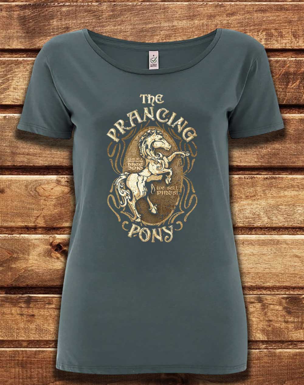 Light Charcoal - DELUXE The Prancing Pony Organic Scoop Neck T-Shirt