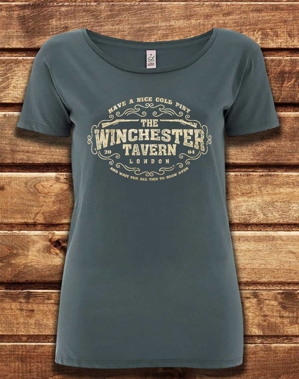 Light Charcoal - DELUXE The Winchester Tavern Organic Scoop Neck T-Shirt