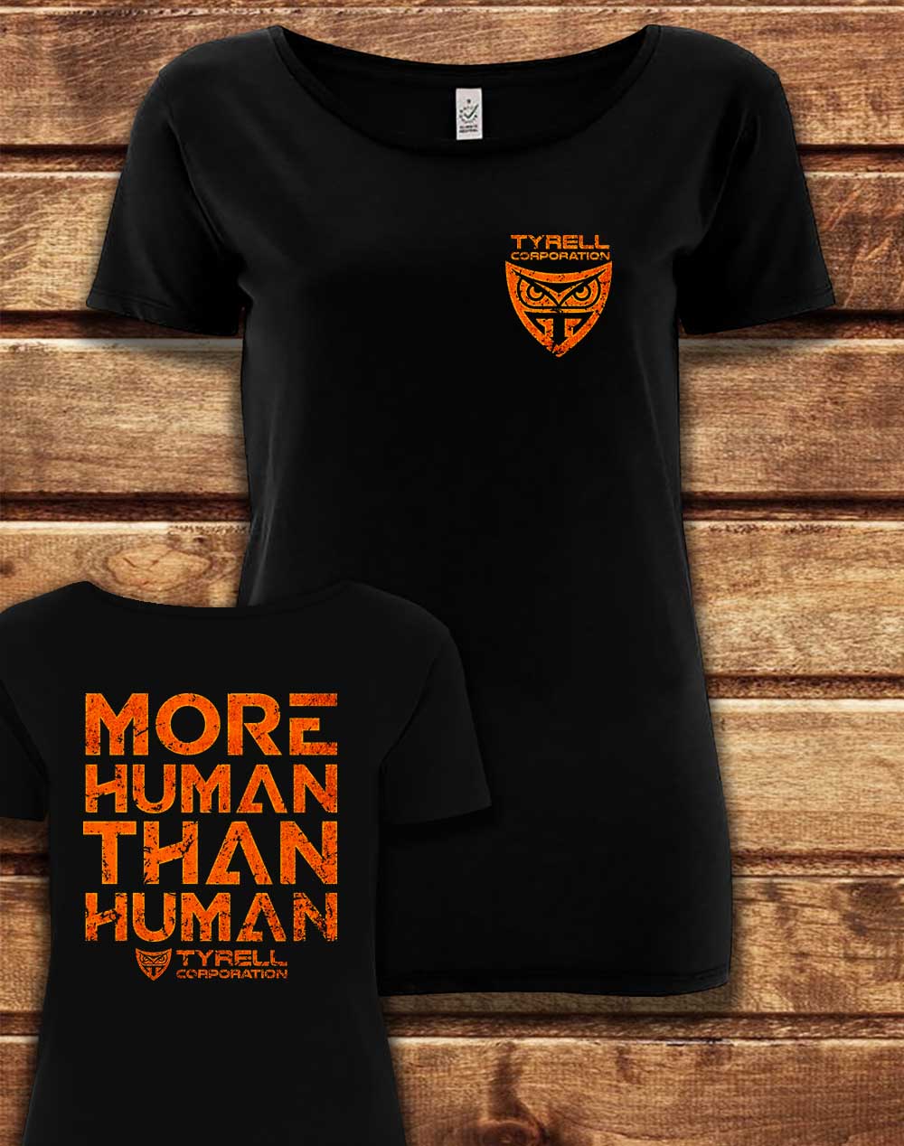 Black - DELUXE Tyrell More Human Than Human with Back Print Organic Scoop Neck T-Shirt