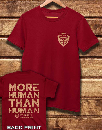 Dark Red - DELUXE Tyrell More Human Than Human with Back Print Organic Cotton T-Shirt