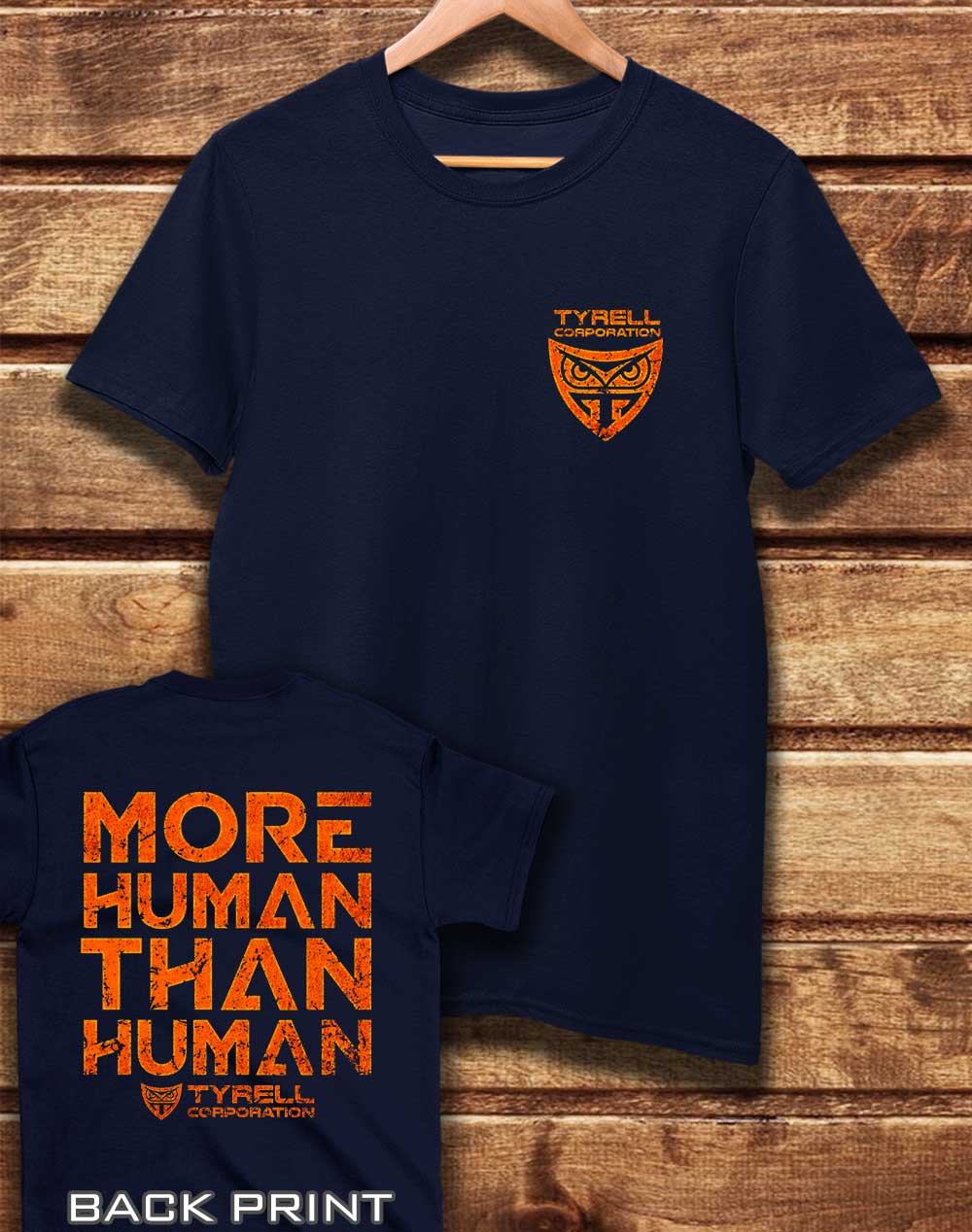 Navy - DELUXE Tyrell More Human Than Human with Back Print Organic Cotton T-Shirt