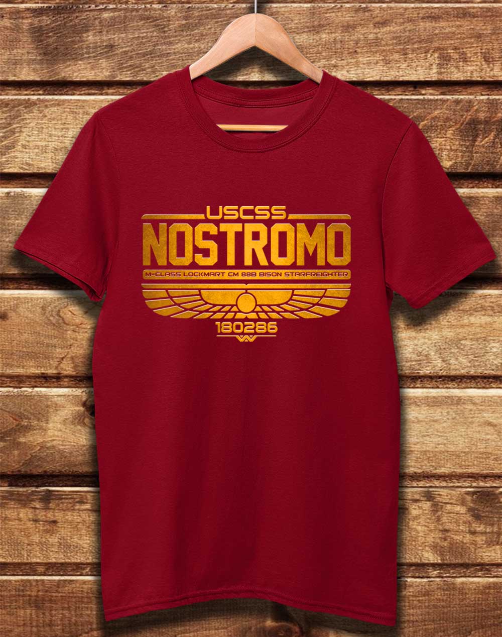 Dark Red - DELUXE USCSS Nostromo Organic Cotton T-Shirt