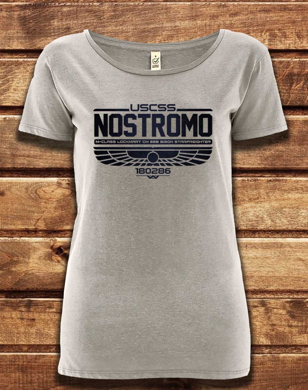 Melange Grey - DELUXE USCSS Nostromo Organic Scoop Neck T-Shirt