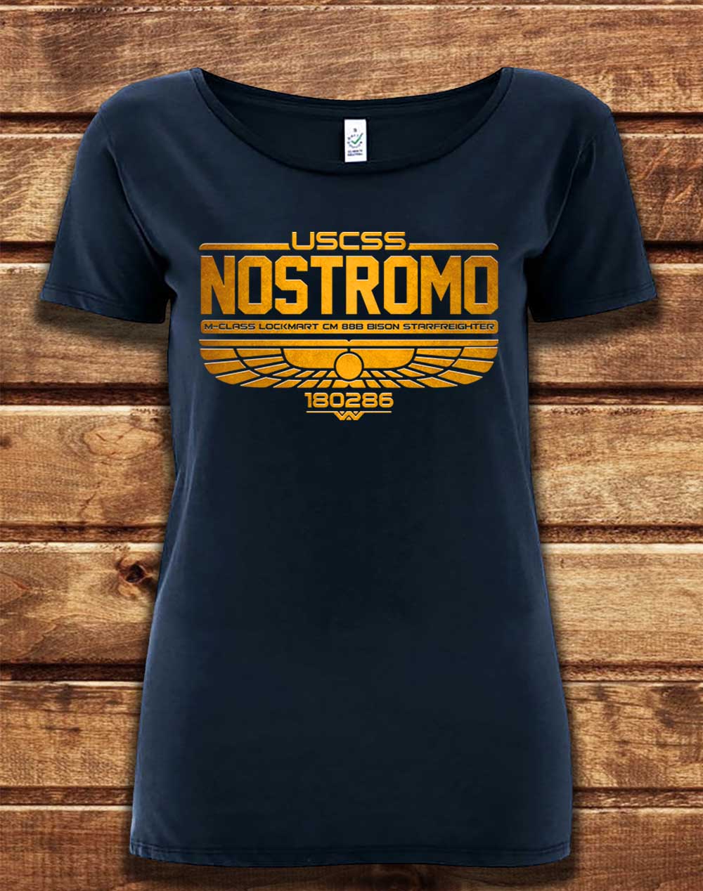 Navy - DELUXE USCSS Nostromo Organic Scoop Neck T-Shirt