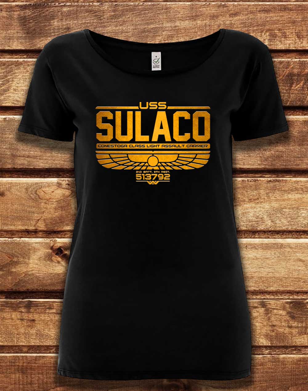 Black - DELUXE USS Sulaco Organic Scoop Neck T-Shirt
