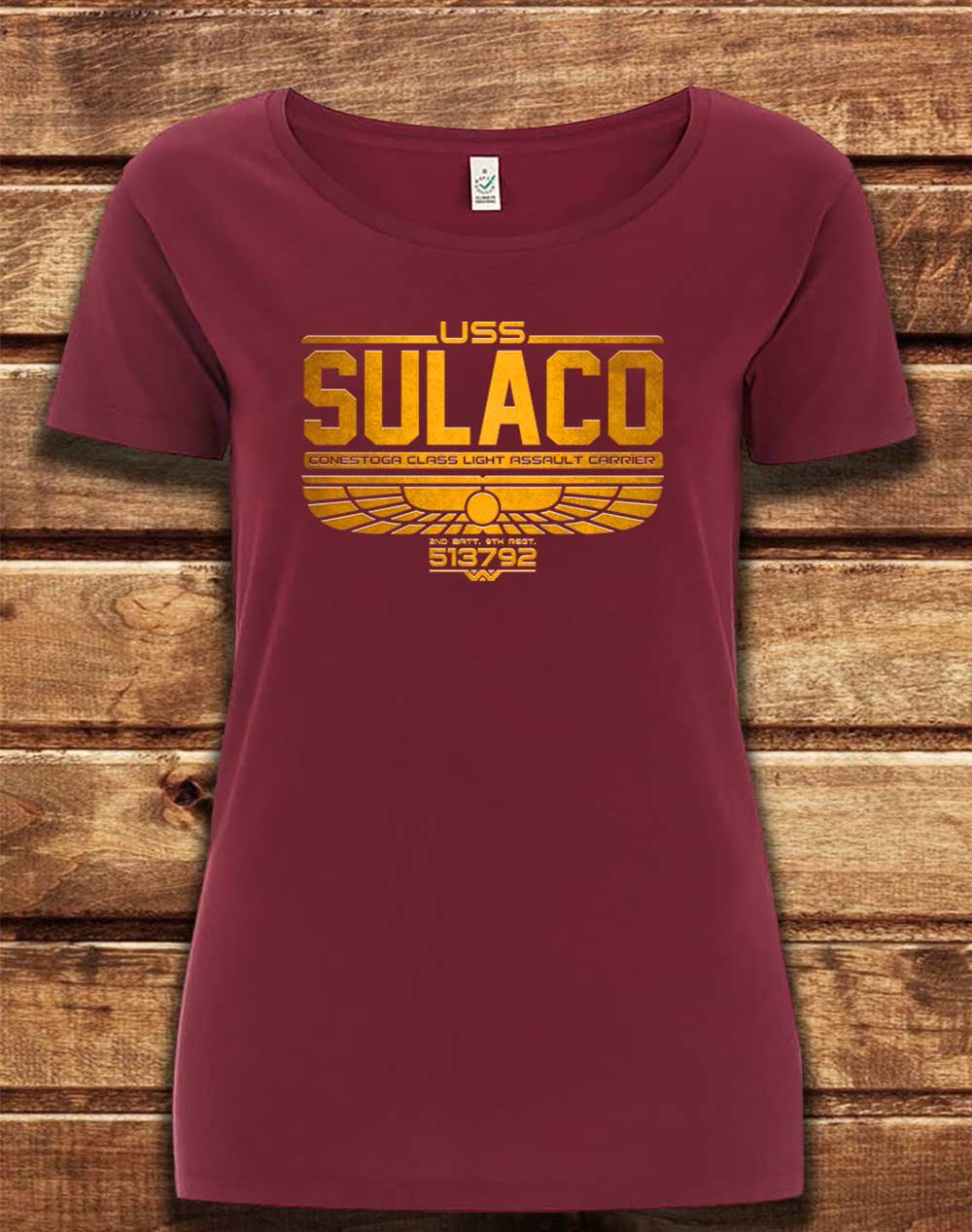 Burgundy - DELUXE USS Sulaco Organic Scoop Neck T-Shirt