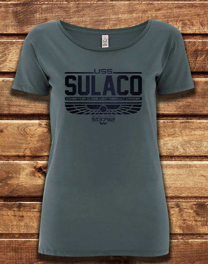 Light Charcoal - DELUXE USS Sulaco Organic Scoop Neck T-Shirt