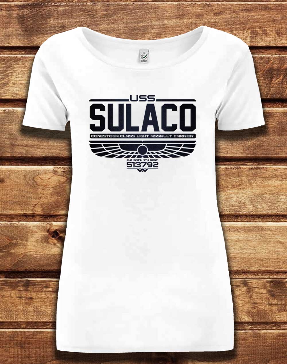 White - DELUXE USS Sulaco Organic Scoop Neck T-Shirt