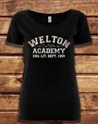 Black - DELUXE Welton Academy Eng Lit Varsity 1959 Organic Scoop Neck T-Shirt