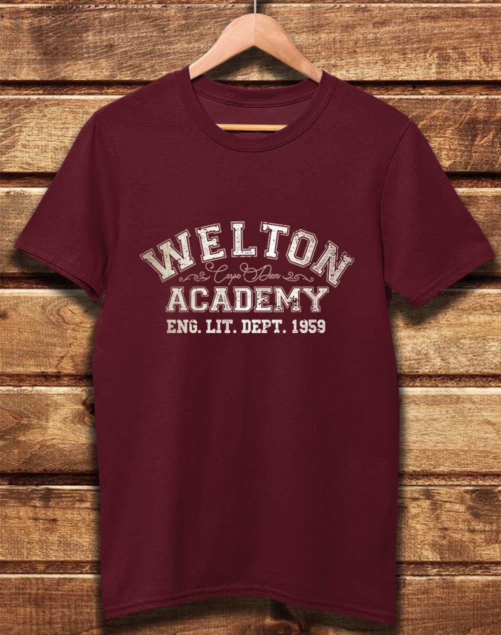Burgundy - DELUXE Welton Academy Eng Lit Varsity 1959 Organic Cotton T-Shirt