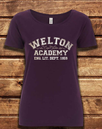 Eggplant - DELUXE Welton Academy Eng Lit Varsity 1959 Organic Scoop Neck T-Shirt
