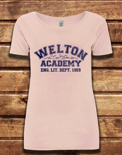 Light Pink - DELUXE Welton Academy Eng Lit Varsity 1959 Organic Scoop Neck T-Shirt