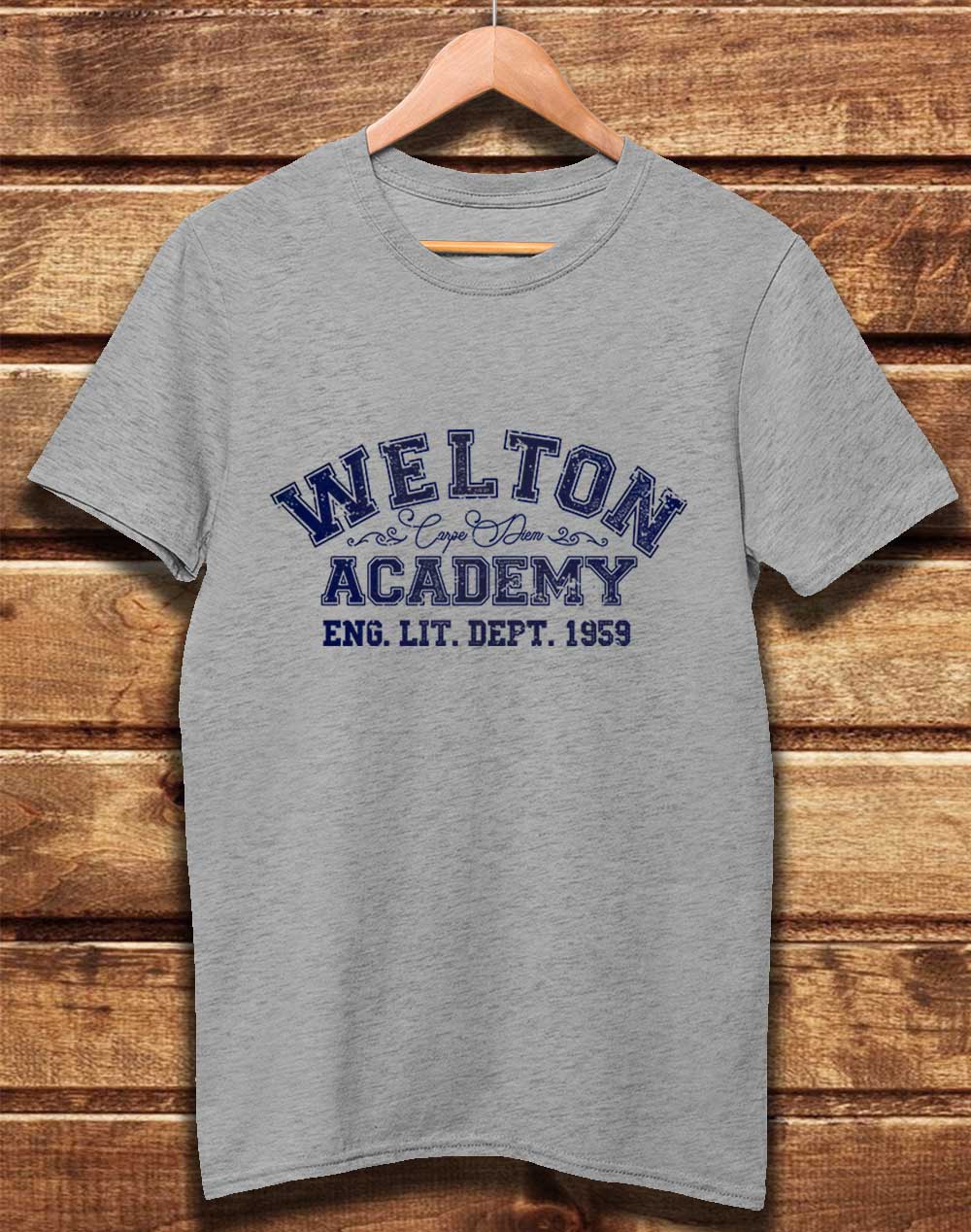 Melange Grey - DELUXE Welton Academy Eng Lit Varsity 1959 Organic Cotton T-Shirt