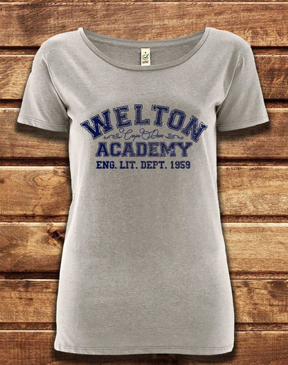 Melange Grey - DELUXE Welton Academy Eng Lit Varsity 1959 Organic Scoop Neck T-Shirt