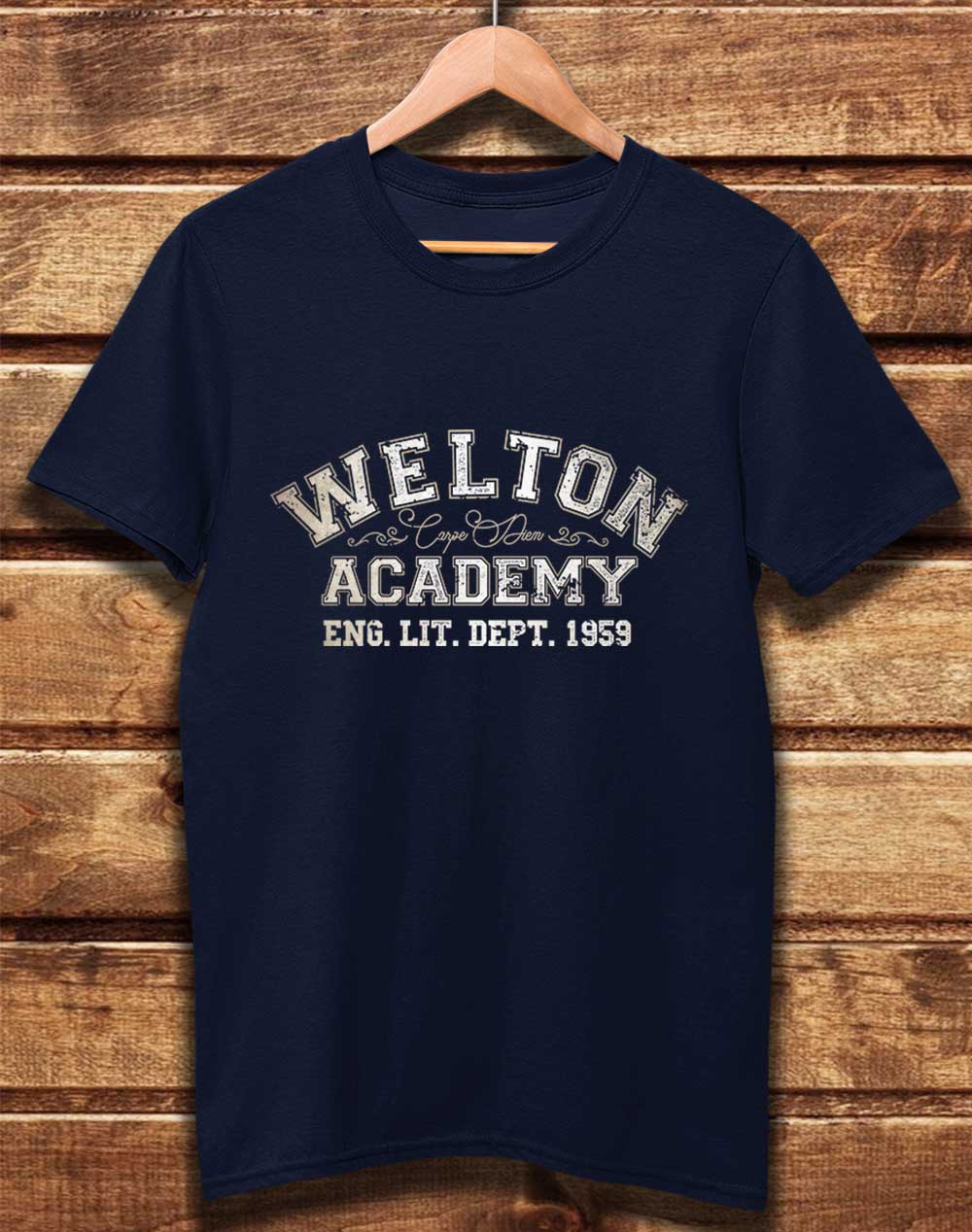 Navy - DELUXE Welton Academy Eng Lit Varsity 1959 Organic Cotton T-Shirt