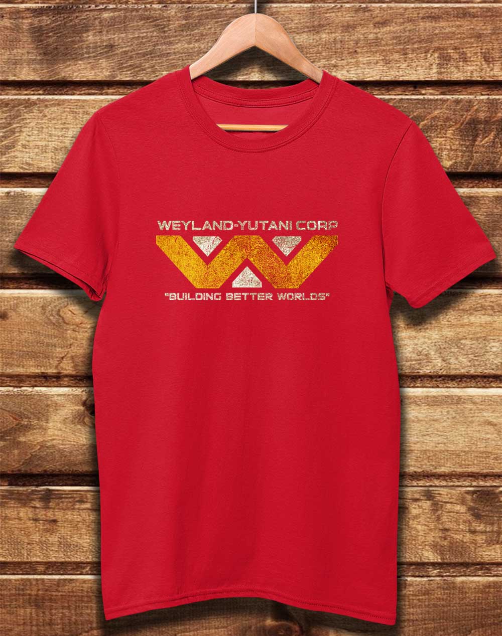 Red - DELUXE Weyalnd Yutani Distressed Logo Organic Cotton T-Shirt