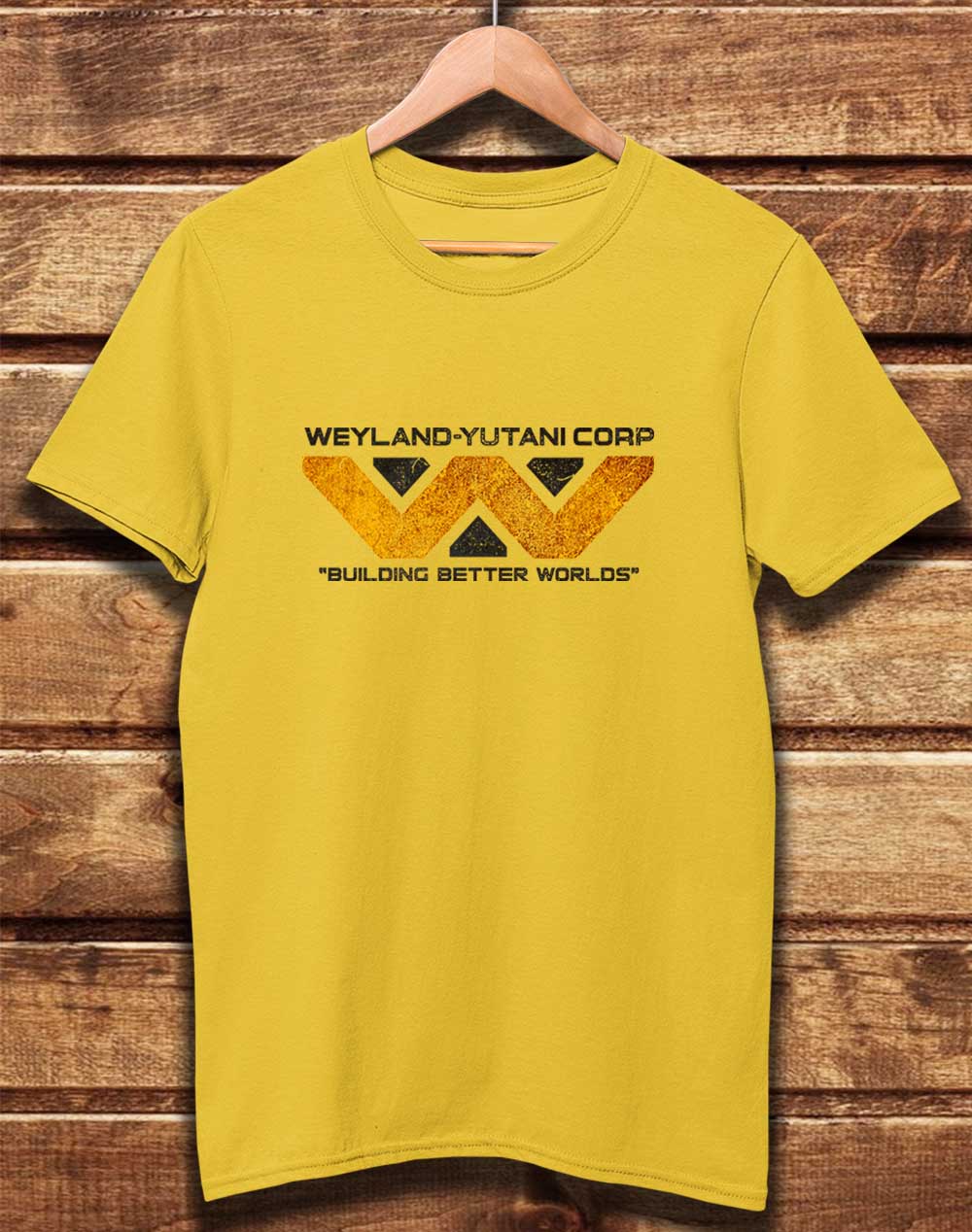 Yellow - DELUXE Weyalnd Yutani Distressed Logo Organic Cotton T-Shirt