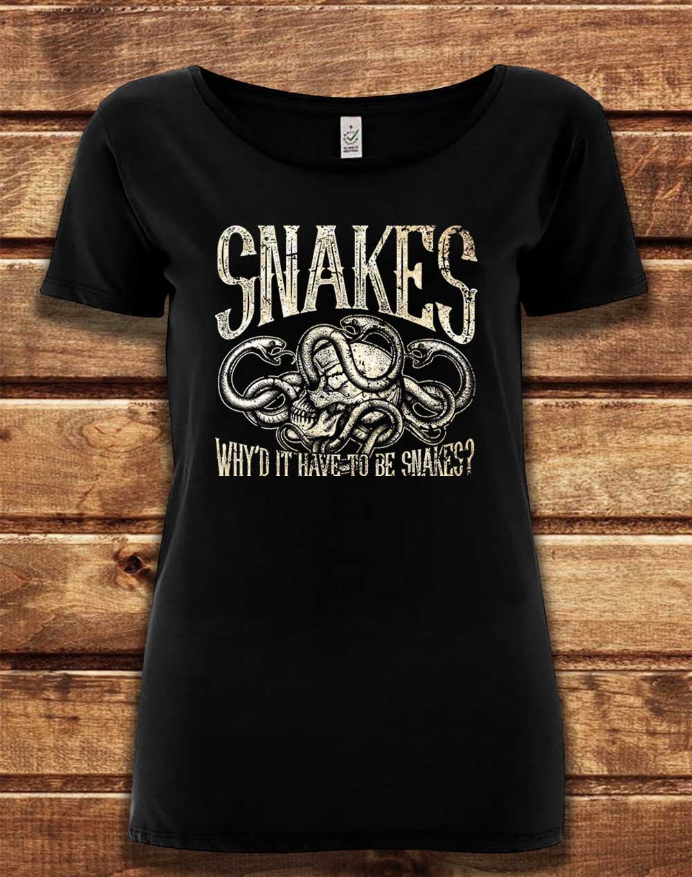 Black - DELUXE Why'd it Have to be Snakes Organic Scoop Neck T-Shirt