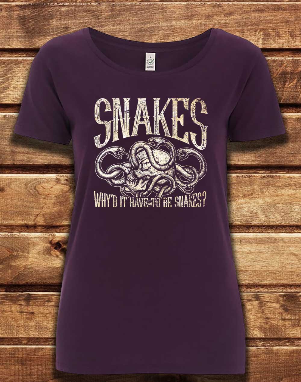 Eggplant - DELUXE Why'd it Have to be Snakes Organic Scoop Neck T-Shirt
