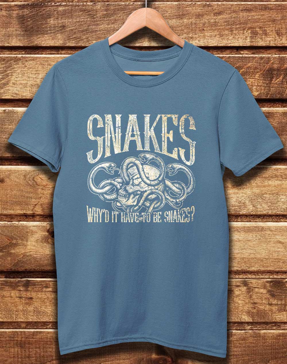 Faded Denim - DELUXE Why'd it Have to be Snakes Organic Cotton T-Shirt