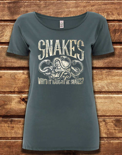 Light Charcoal - DELUXE Why'd it Have to be Snakes Organic Scoop Neck T-Shirt