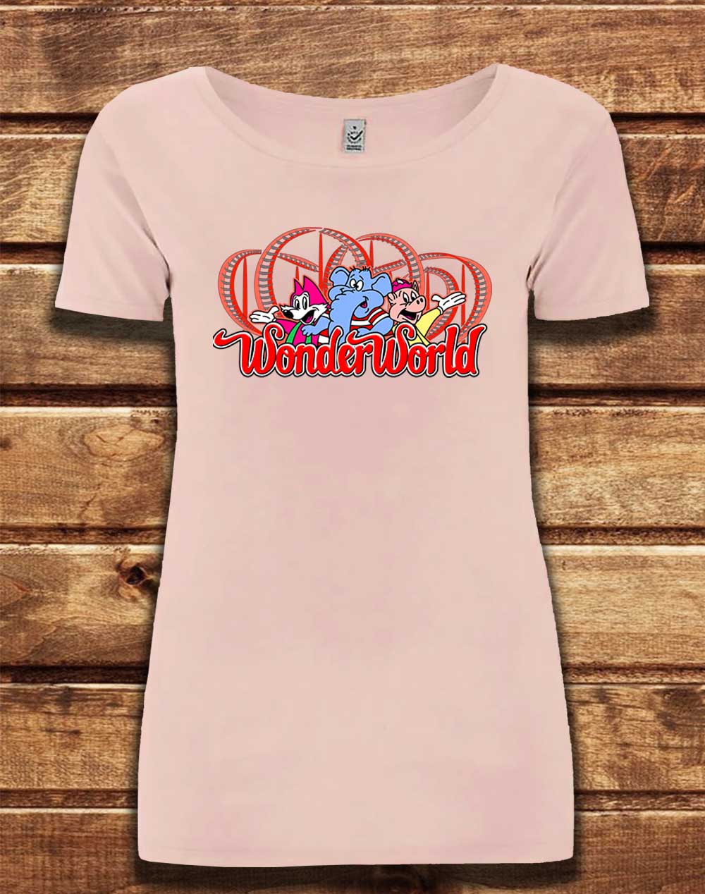 Light Pink - DELUXE WonderWorld Organic Scoop Neck T-Shirt
