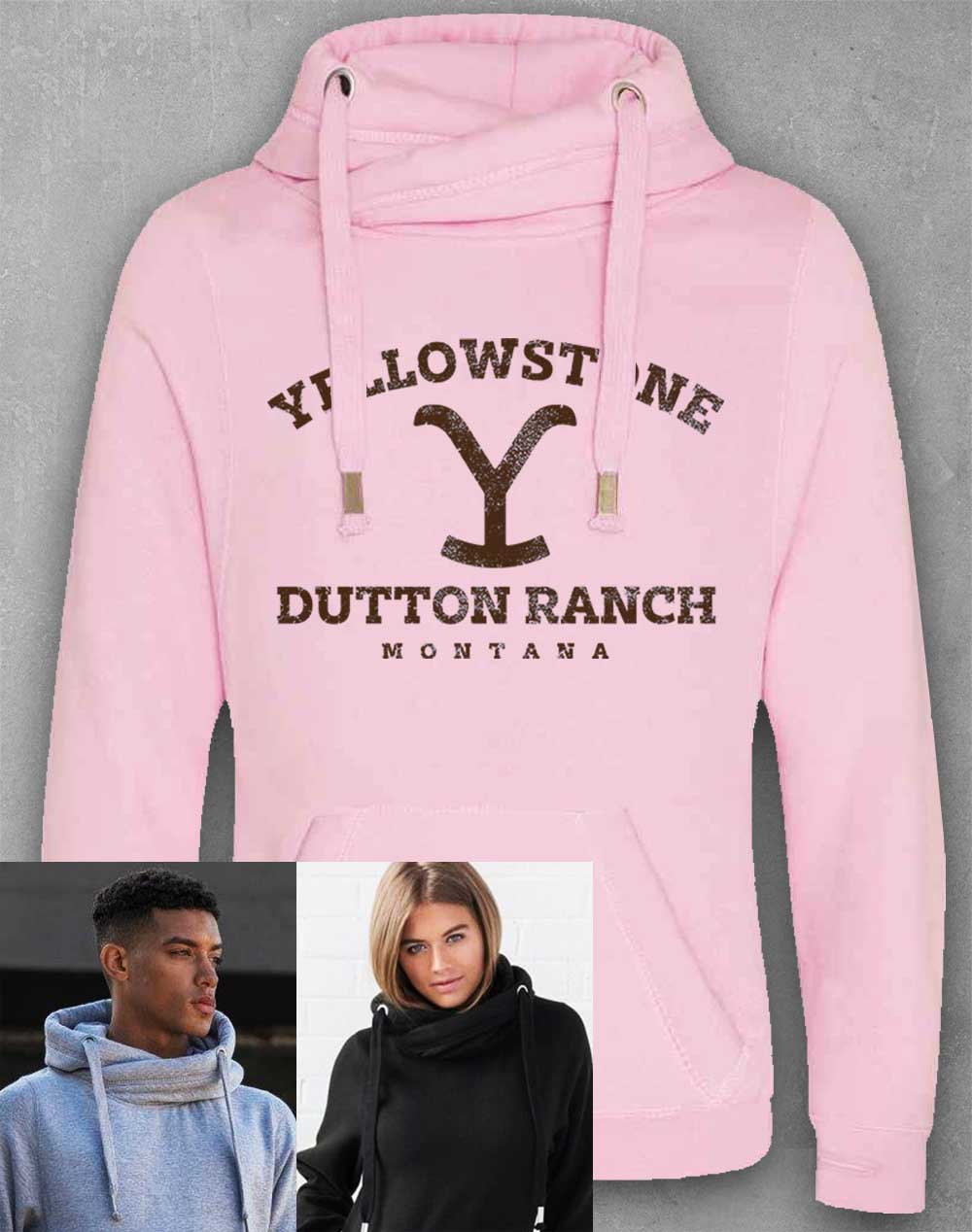 Baby Pink - Dutton Ranch Montana Chunky Cross Neck Hoodie