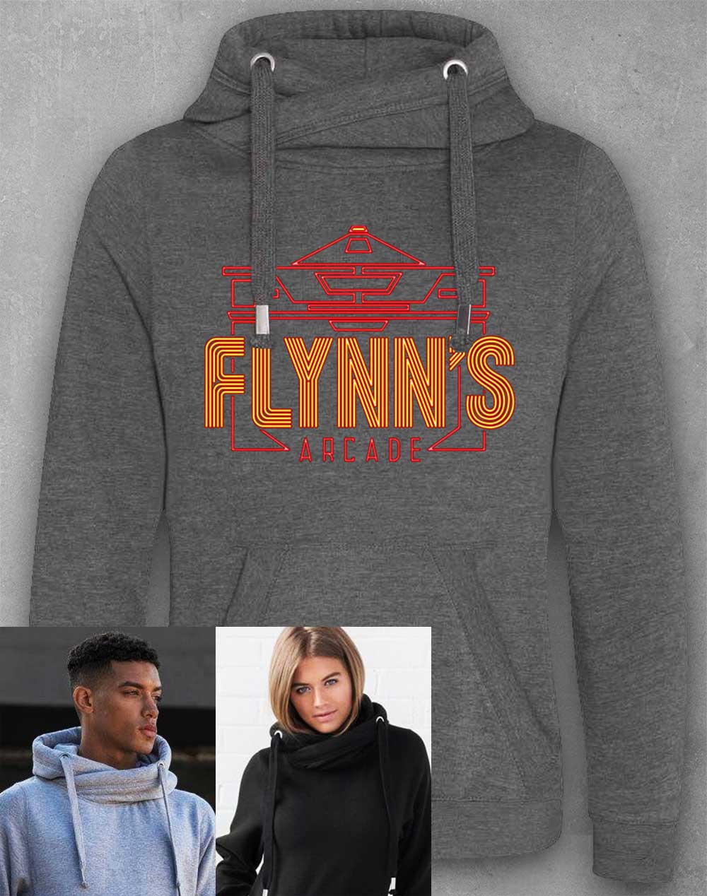 Charcoal - Flynn's Arcade Chunky Cross Neck Hoodie