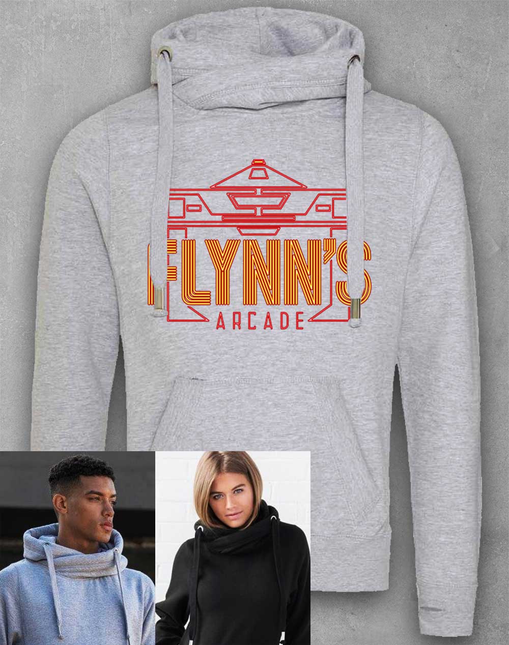 Heather Grey - Flynn's Arcade Chunky Cross Neck Hoodie