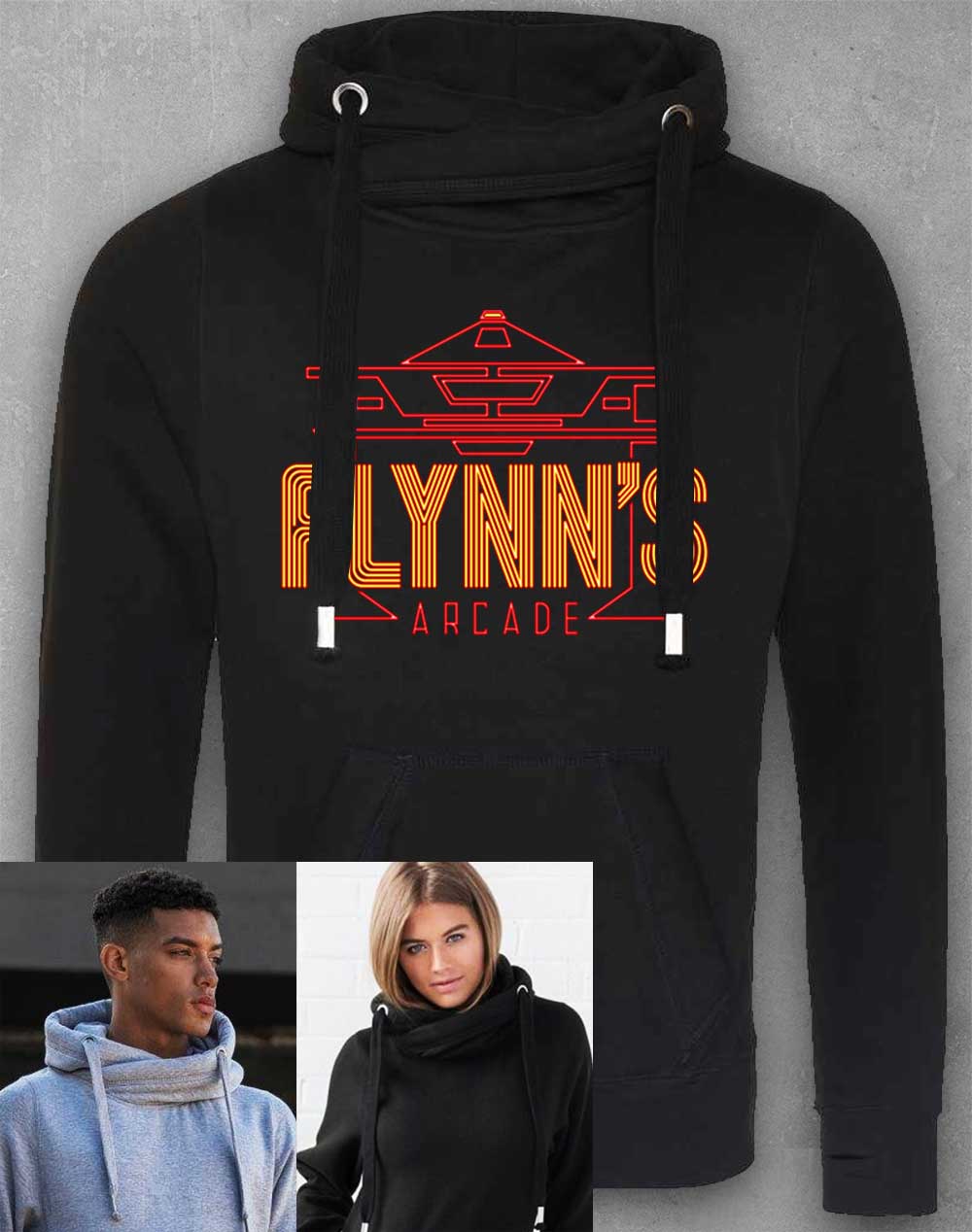 Jet Black - Flynn's Arcade Chunky Cross Neck Hoodie