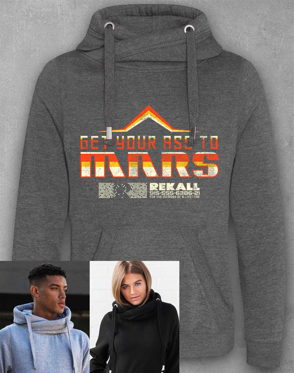 Charcoal - Get Your Ass to Mars Chunky Cross Neck Hoodie