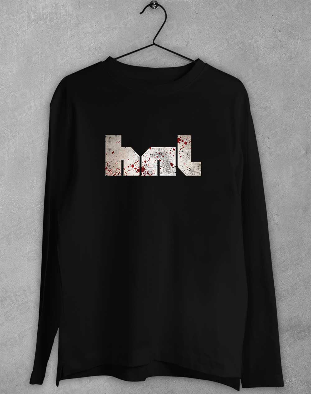 Black - HNL Distressed Bloddy Logo Long Sleeve T-Shirt